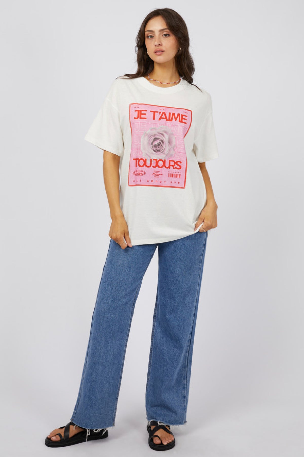 Je T'aime Oversized Tee Vintage White