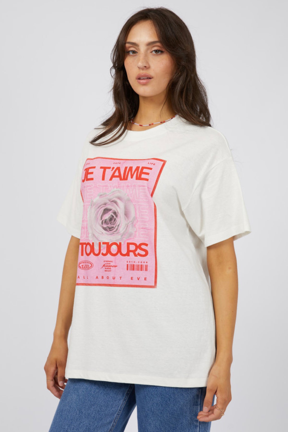 Je T'aime Oversized Tee Vintage White