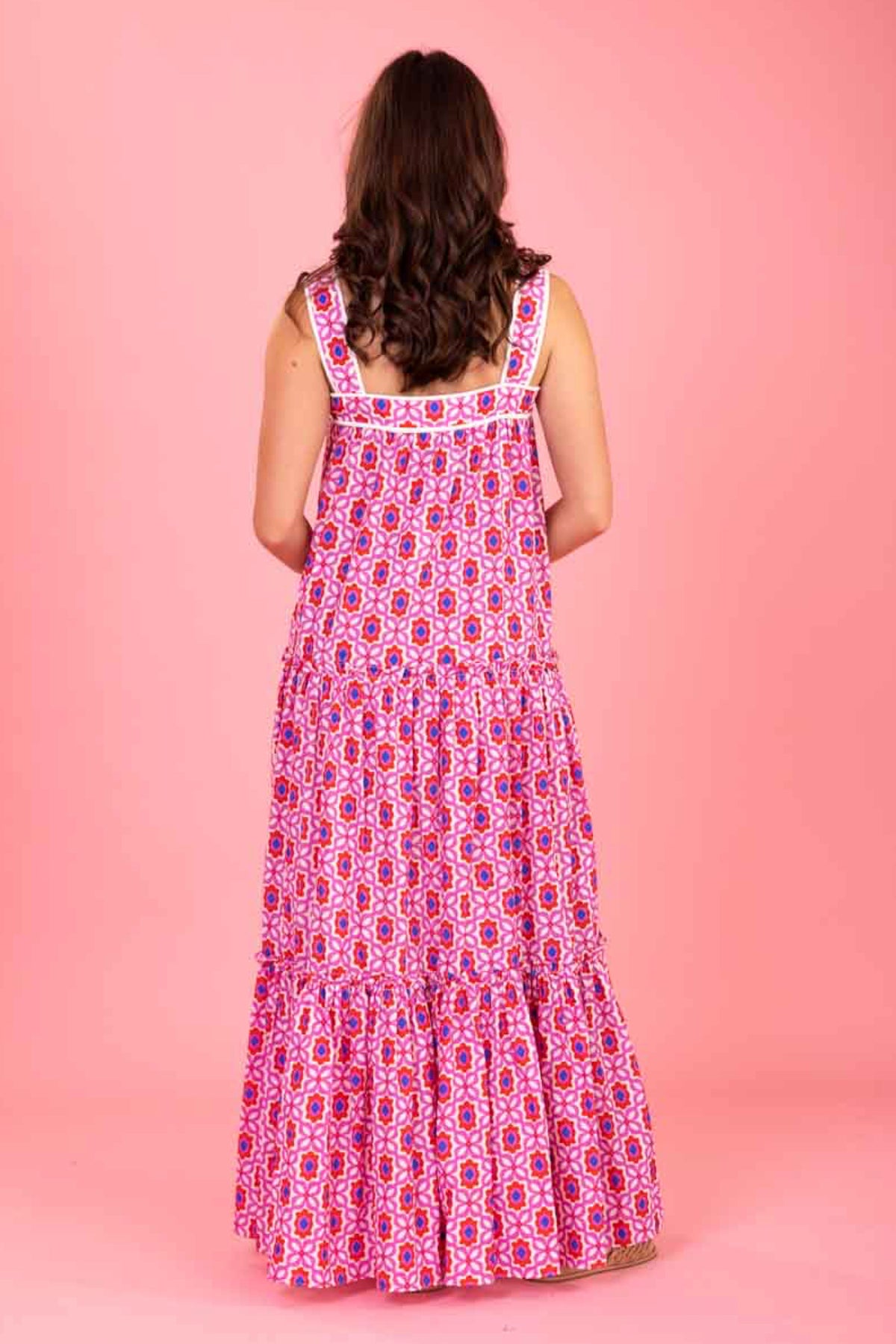 Maria Maxi Dress Pink Red Print