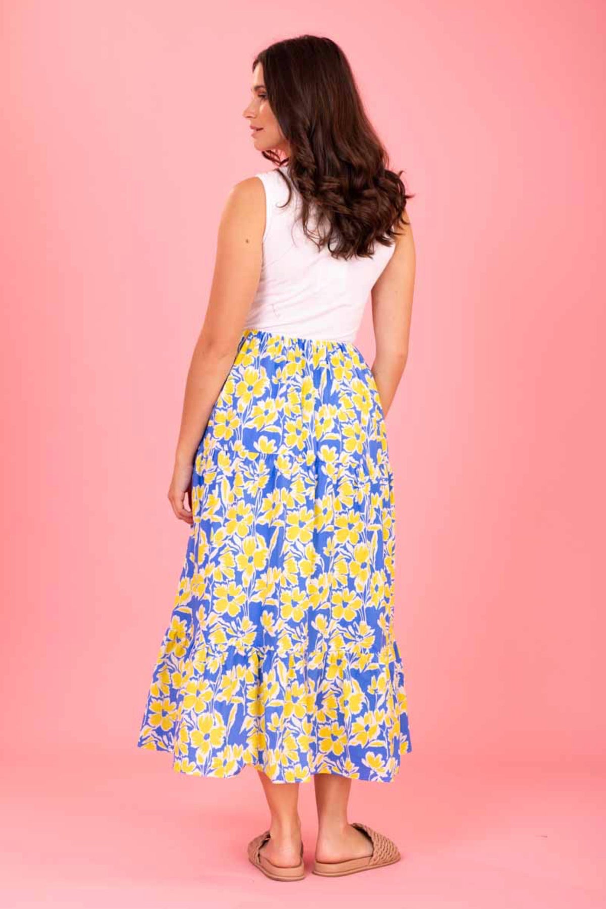 Kara Midi Dress Blue Yellow