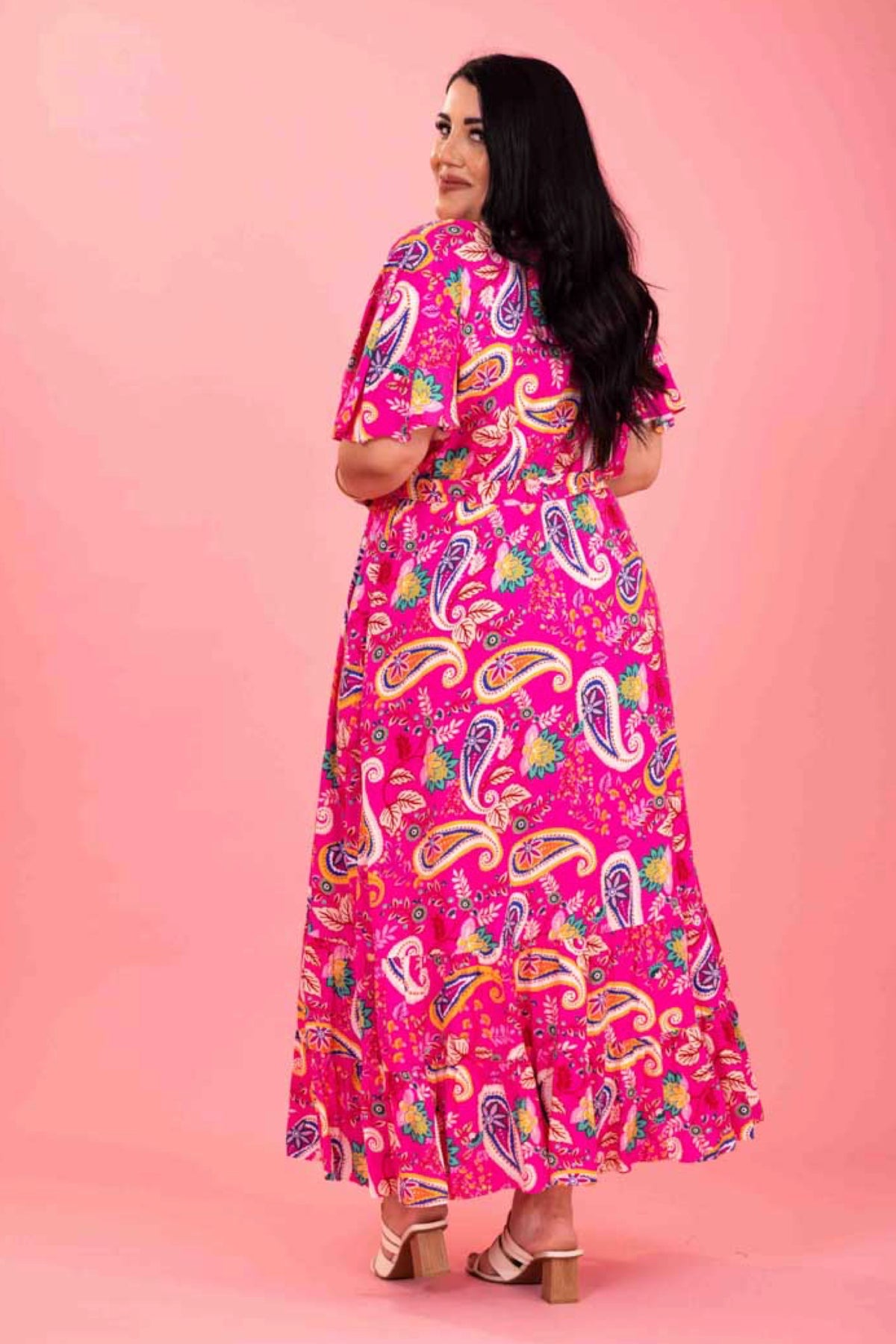 Daphine Maxi Dress Pink Paisley