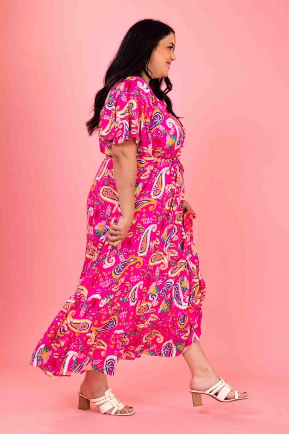 Daphine Maxi Dress Pink Paisley