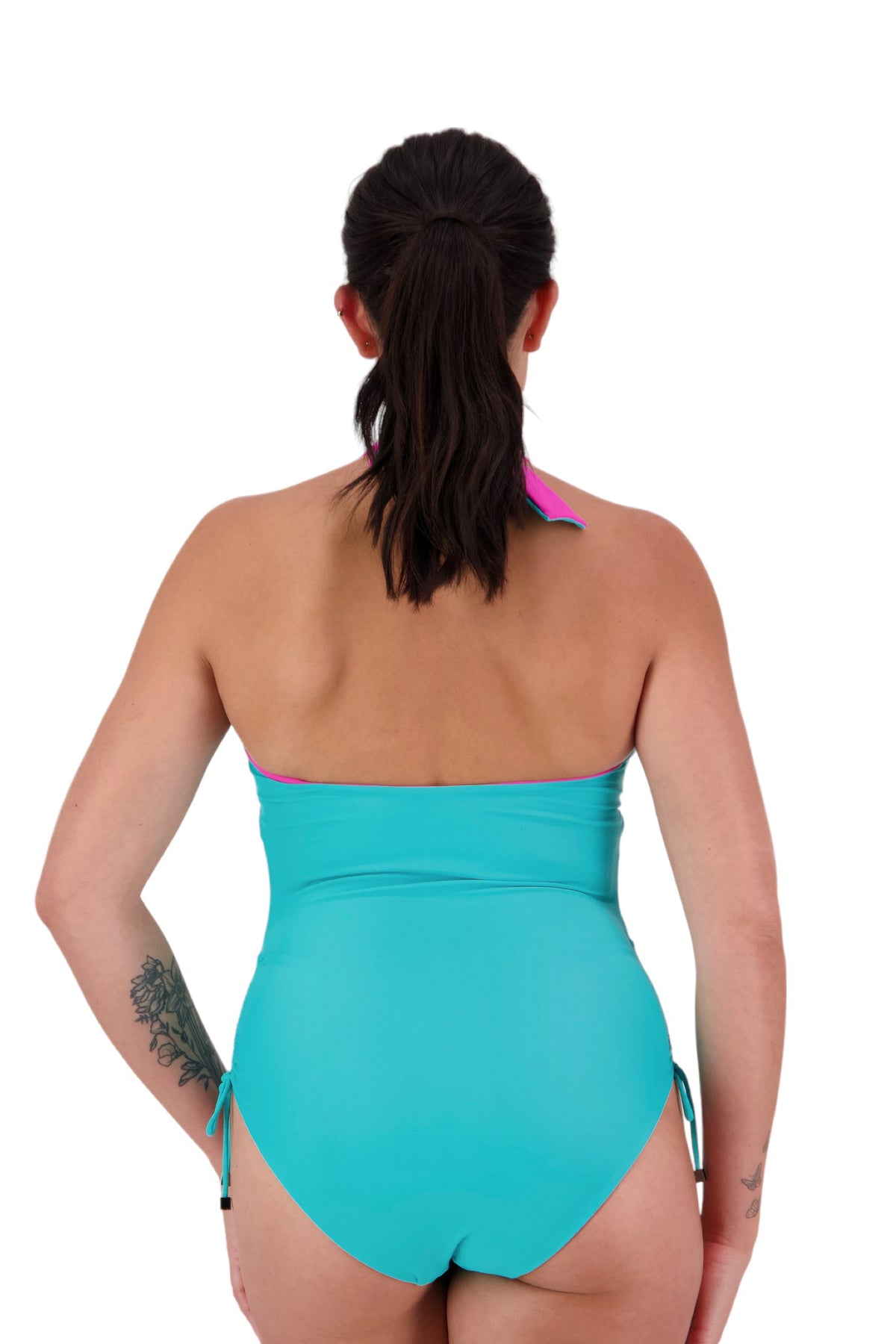 Drawstring Reversible Suit Aqua/ Pink