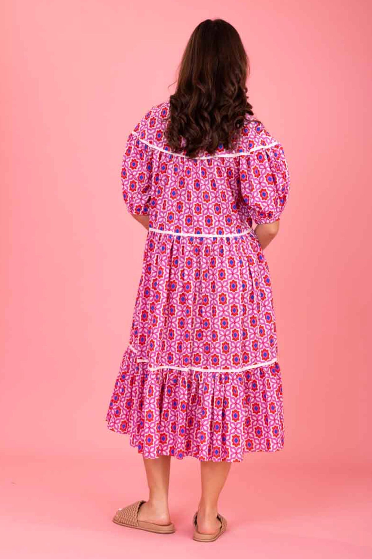 Charise Dress Pink Red Print