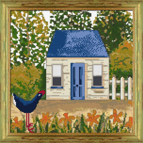 Blue Cottage Cross Stitch Pattern Kit