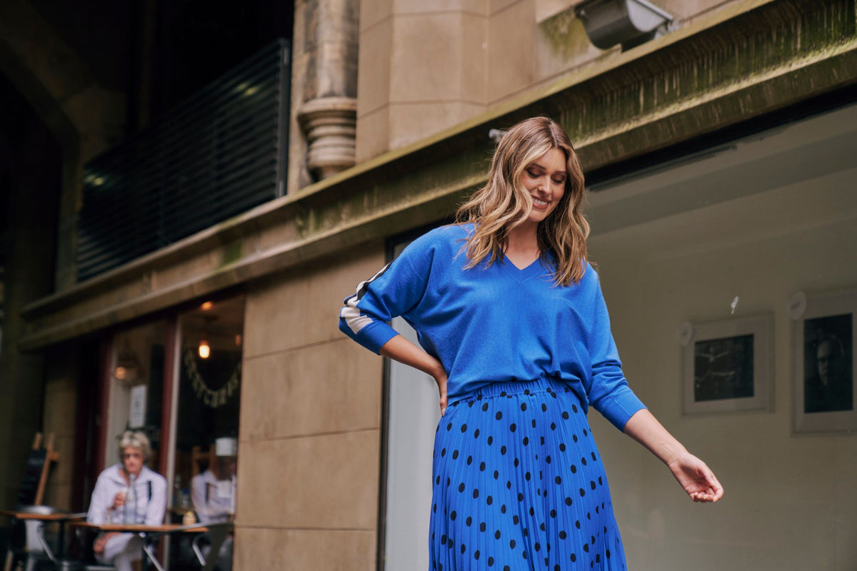 Chanel Pleated Skirt Bluebell Spots