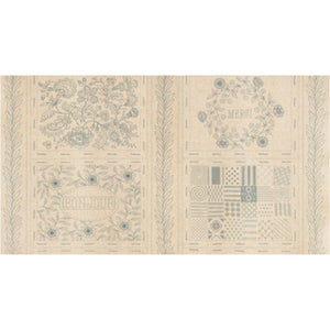 Bonheur De Jour Linen Embroidery Panel Woad