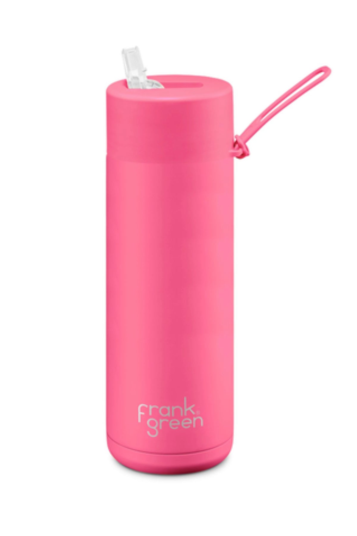 Straw Lid Ceramic Reusable Bottle Neon Pink 20oz