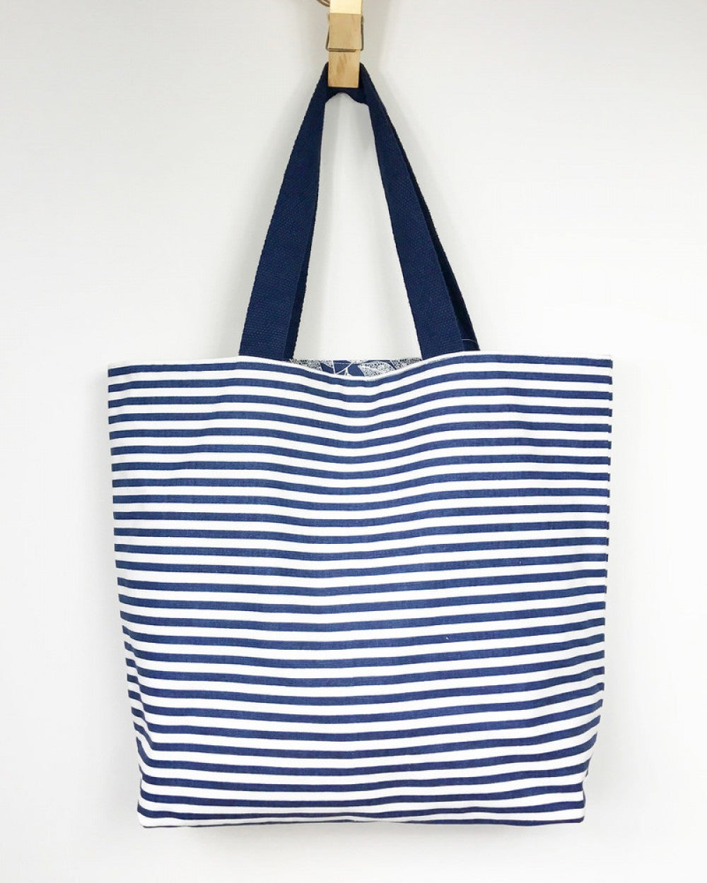 Striped Navy Tote Bag