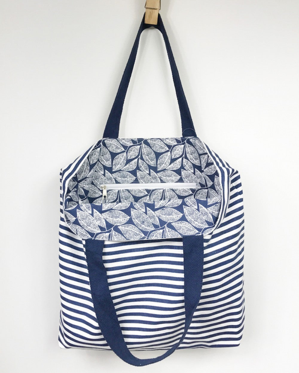 Striped Navy Tote Bag