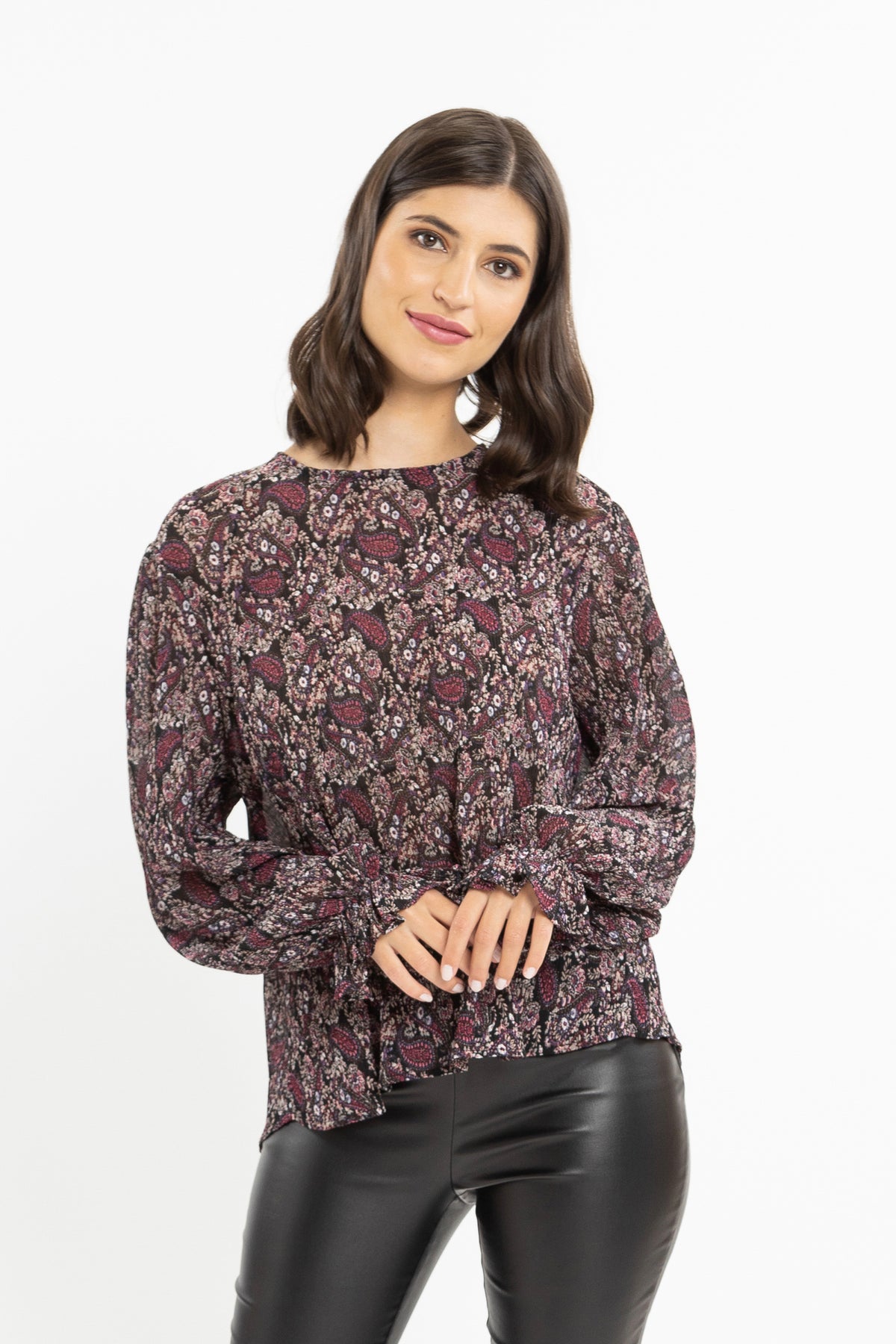 Patti Top Magenta Crinkle