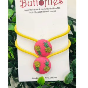 Button Hair Ties - Pineapples