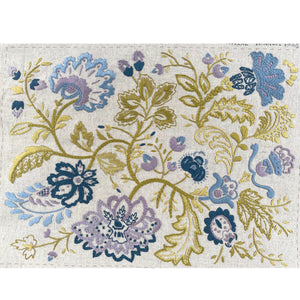 Bonheur De Jour Linen Embroidery Panel Woad