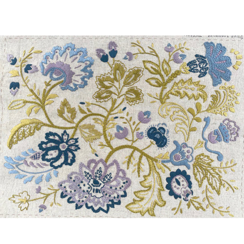 Bonheur De Jour Linen Embroidery Panel Woad
