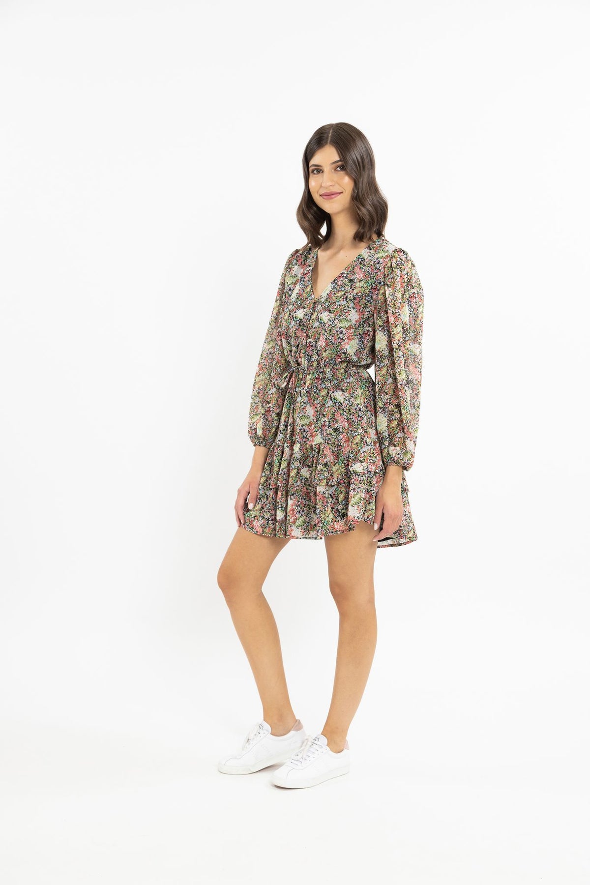 Viola Long Sleeve Ruffle Dress Multi Floral