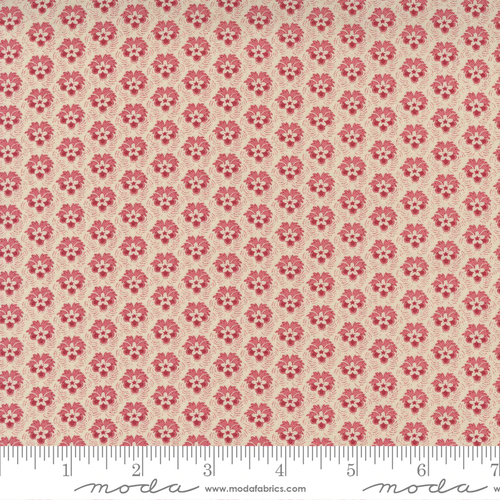 French Sashiko Fabric by Moda - Dust on Red