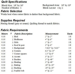 June Birdhouse Quilt Pattern