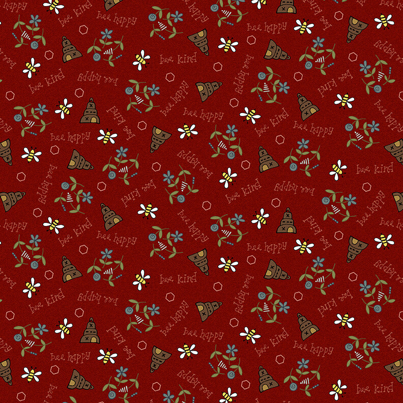 Bee Trails Red Fabric