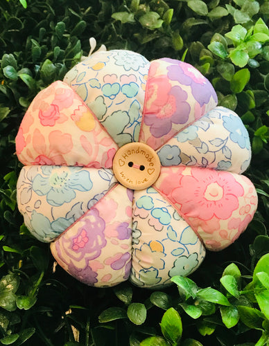 Pale Pink And Blues Fabric Pin Cushion