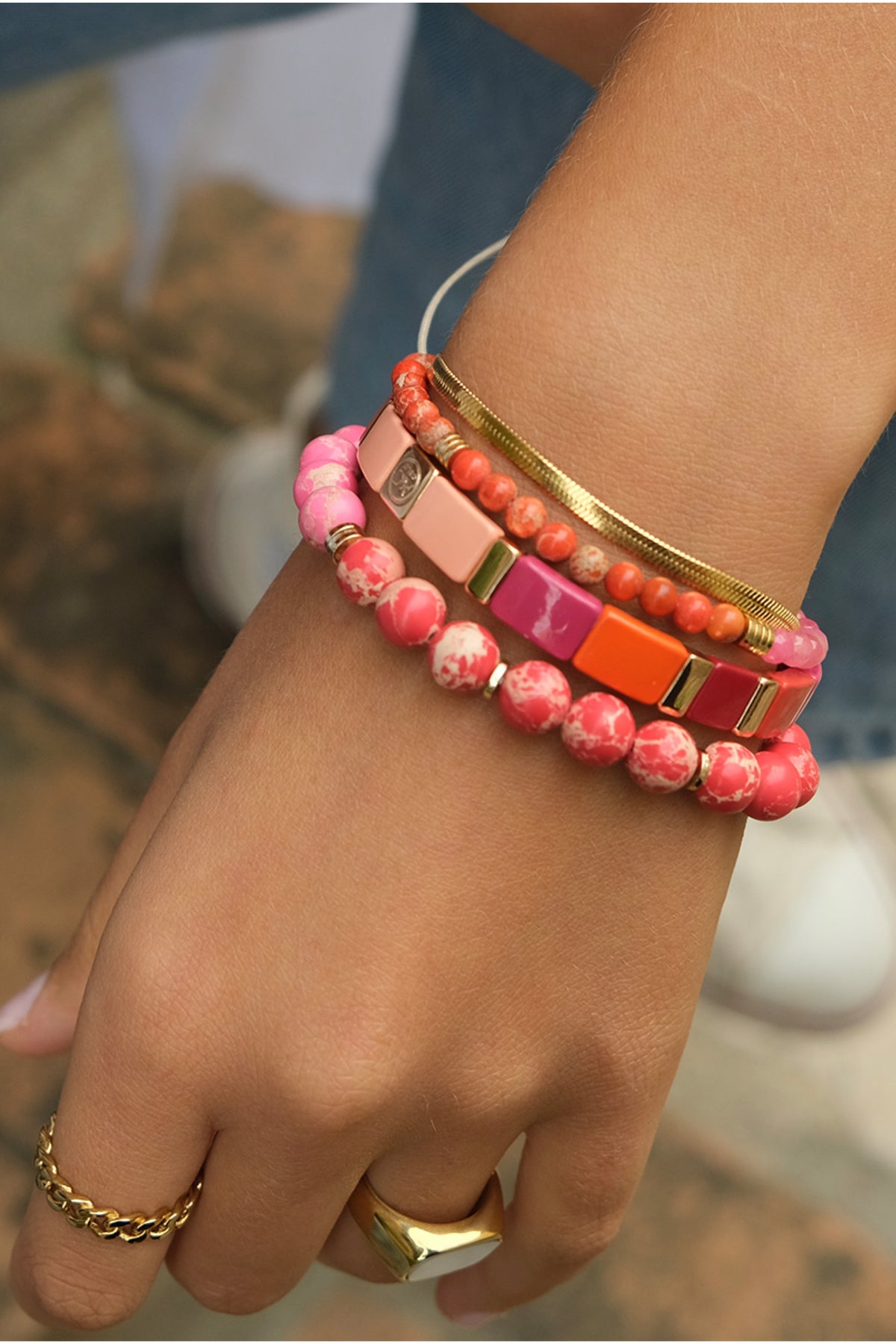 True Colours Stone Bracelet Pink