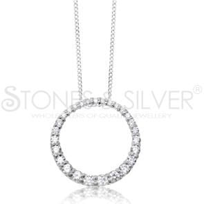 Sterling Silver CZ Circle Necklace