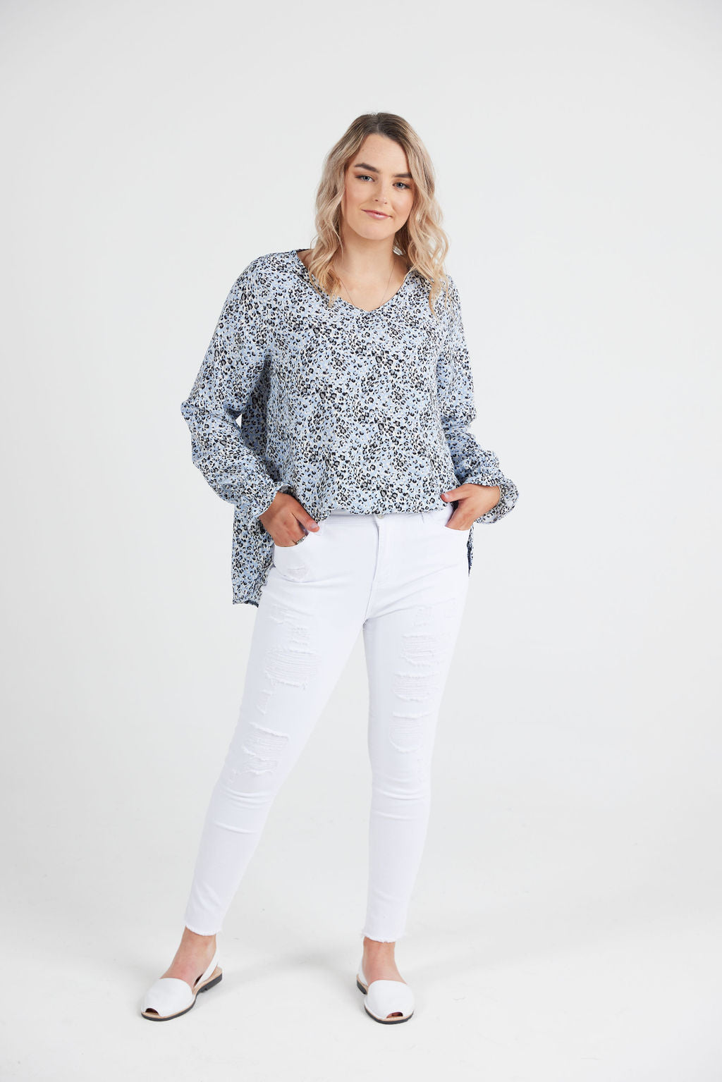 Grace Top Blue Leopard