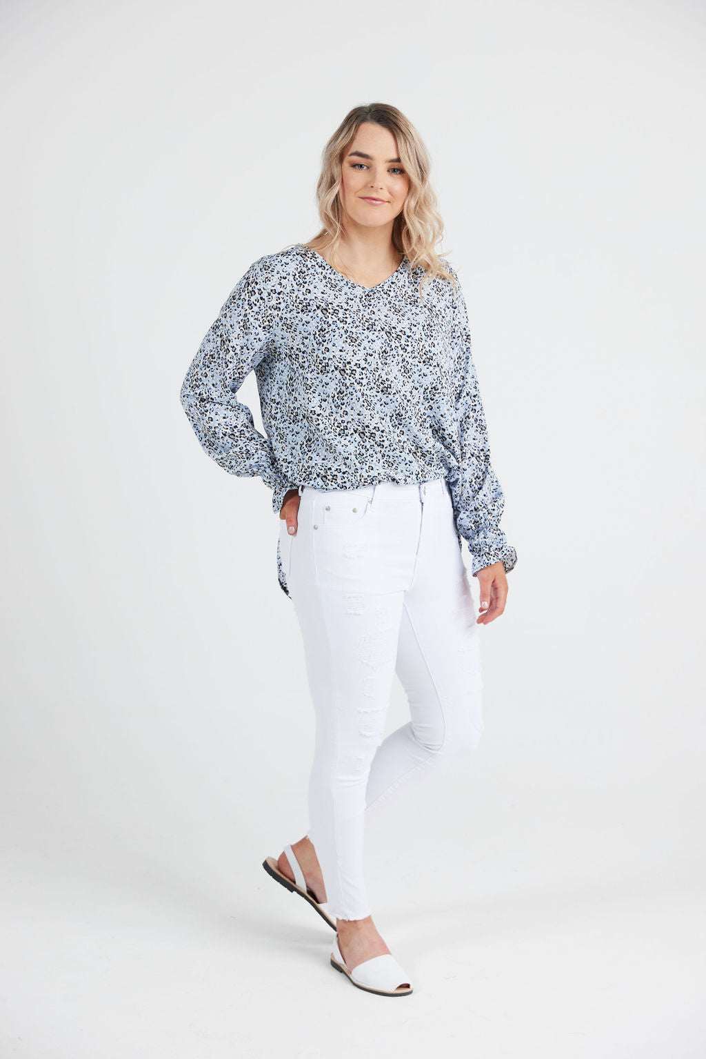 Grace Top Blue Leopard