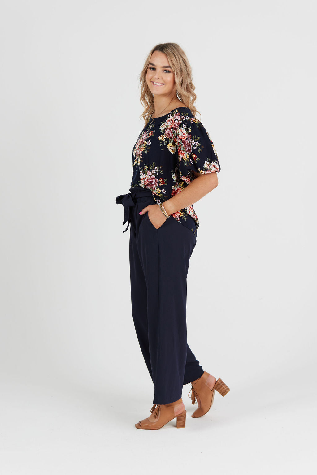 Peony Top Navy Floral