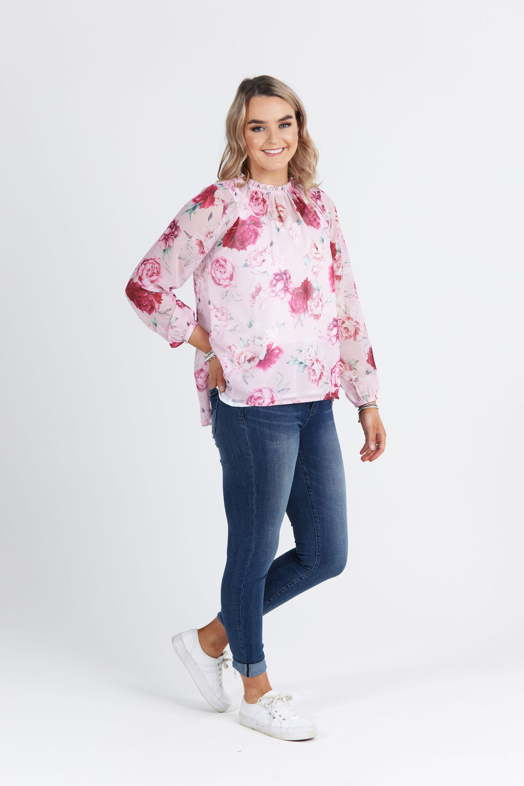 Daisy Top Pink Peony Print