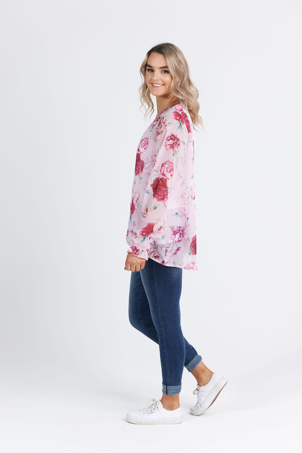 Grace Top Pink Peony Print