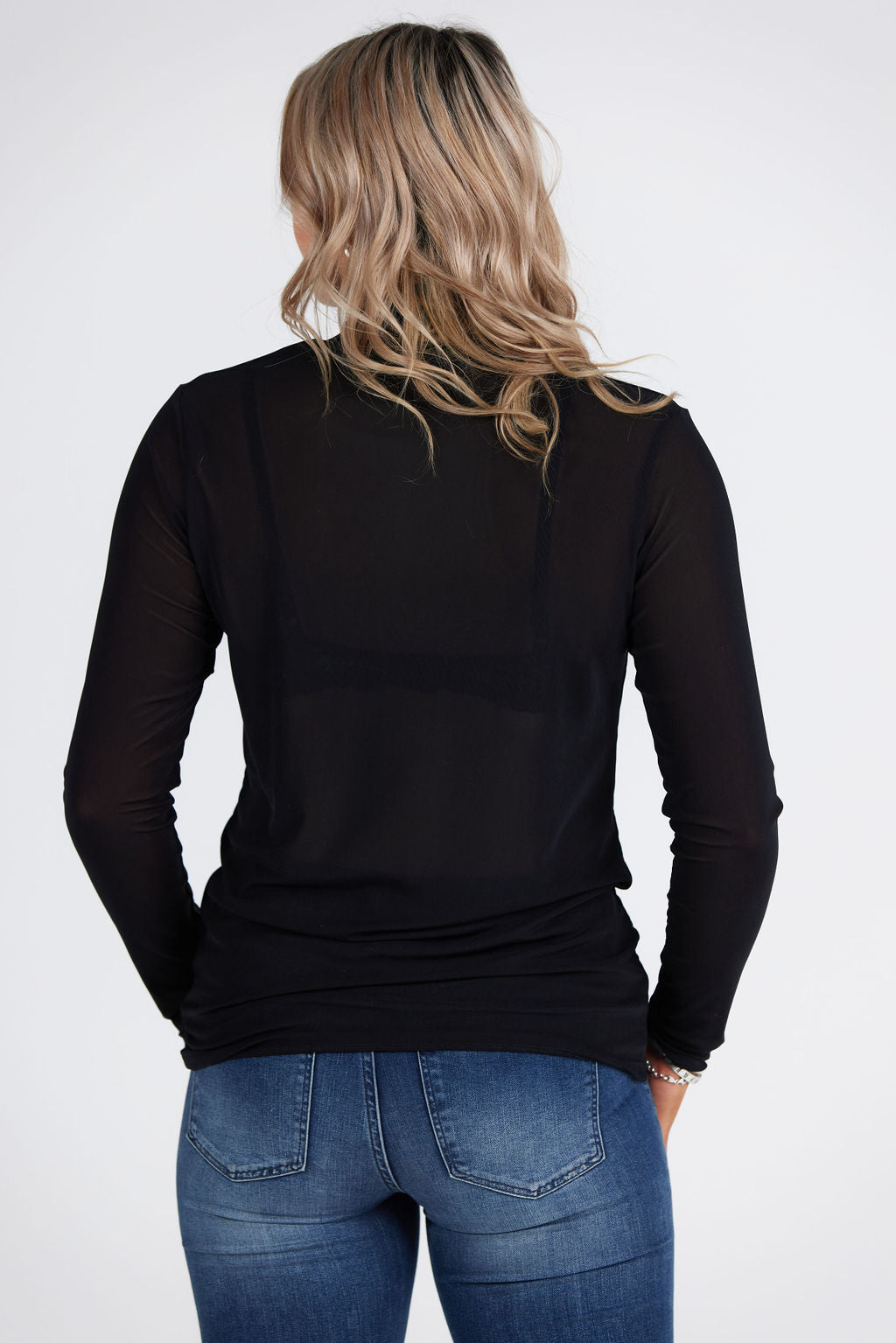 Black Mesh Tulip Top