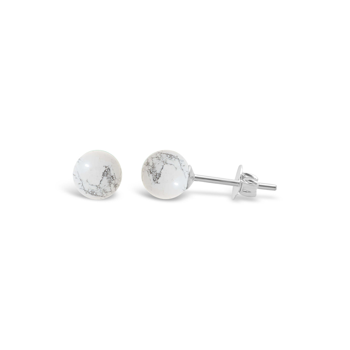 Sterling Silver Howlite Stud Earrings