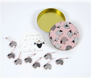 DMC Sheep Stitch Markers + Needle Gauge Tin Pink