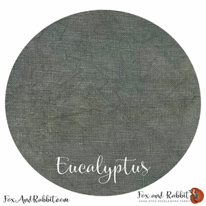 Fox And Rabbit Hand Dyed 32 Count Linen Eucalyptus