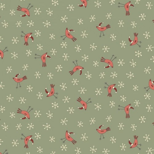 Tossed Birds Blue Fabric