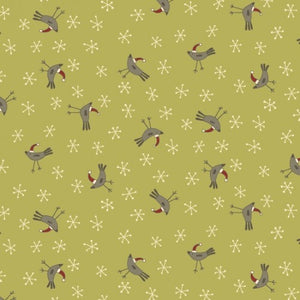 Tossed Birds Green Fabric