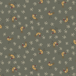 Tossed Birds Grey Fabric