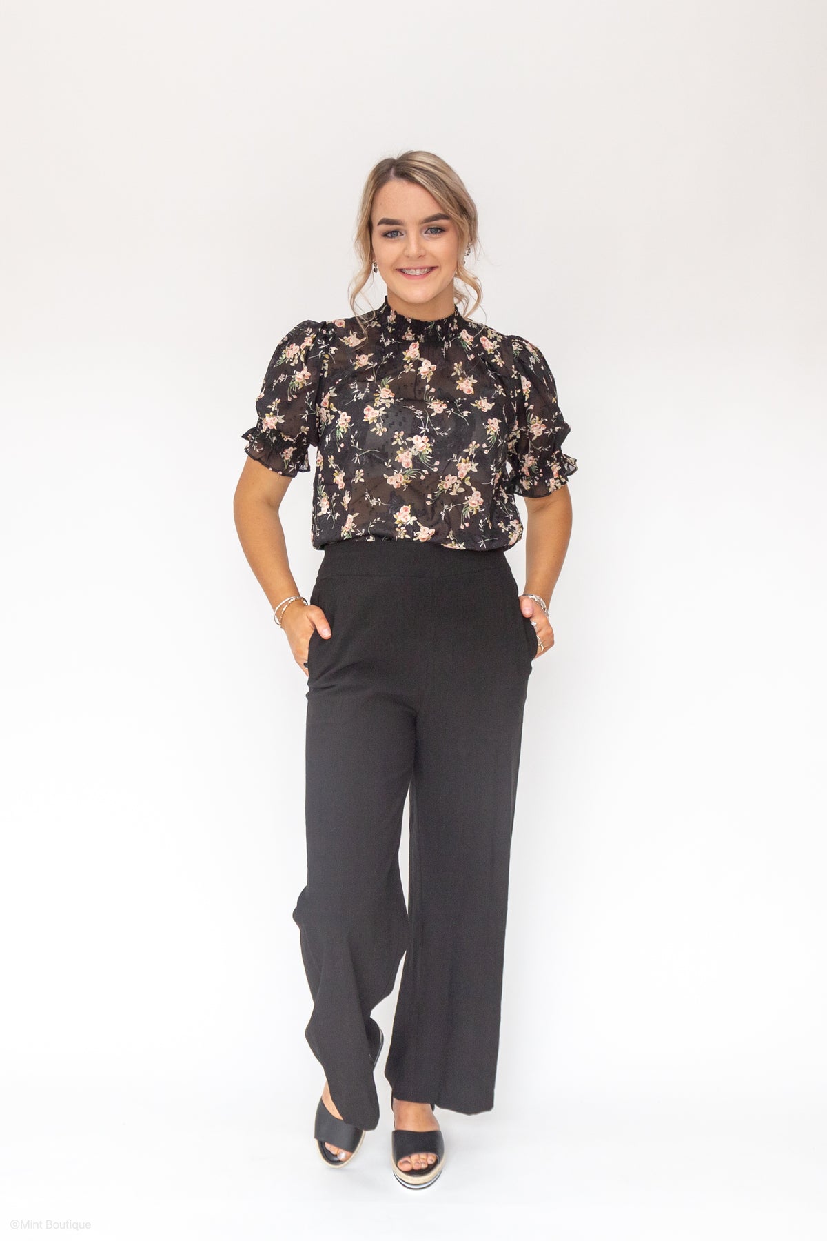 Black Essential Wide Leg Pant