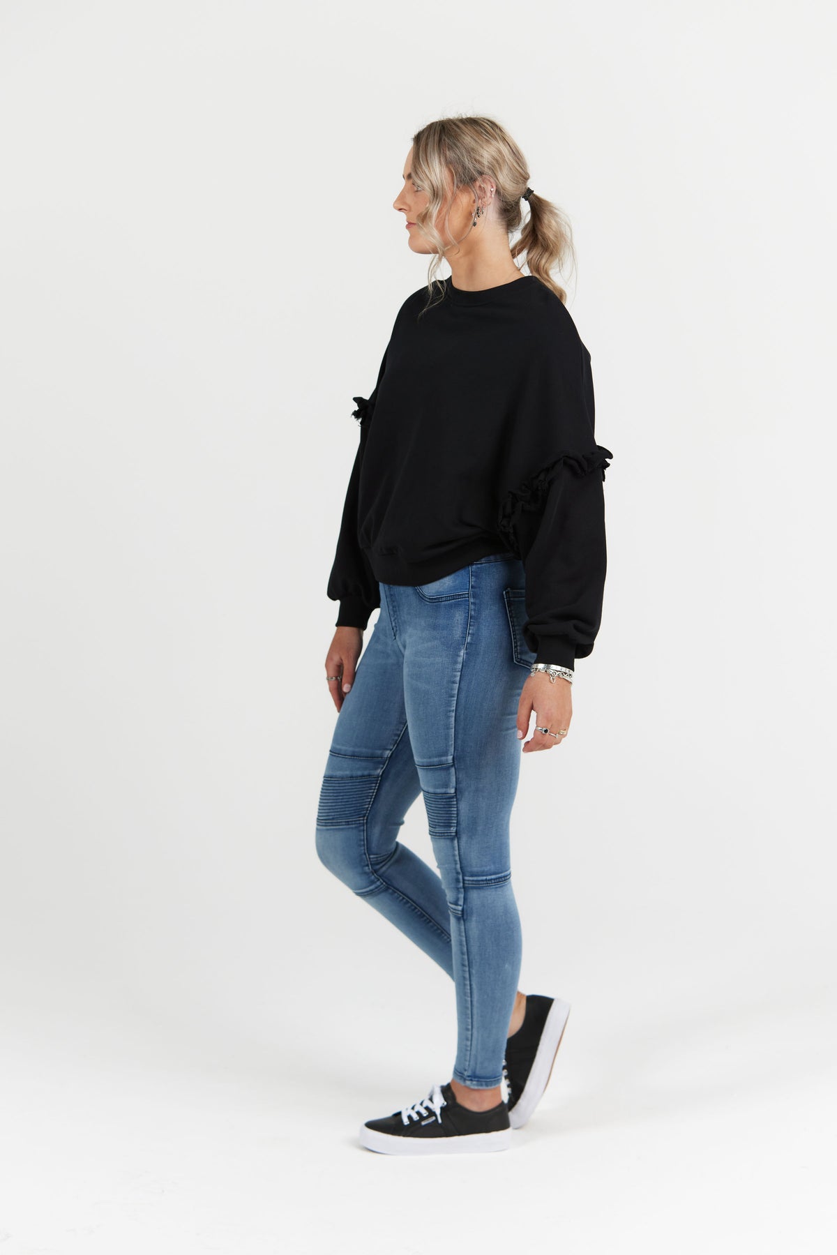 Eloise Ruffle Sweater Black