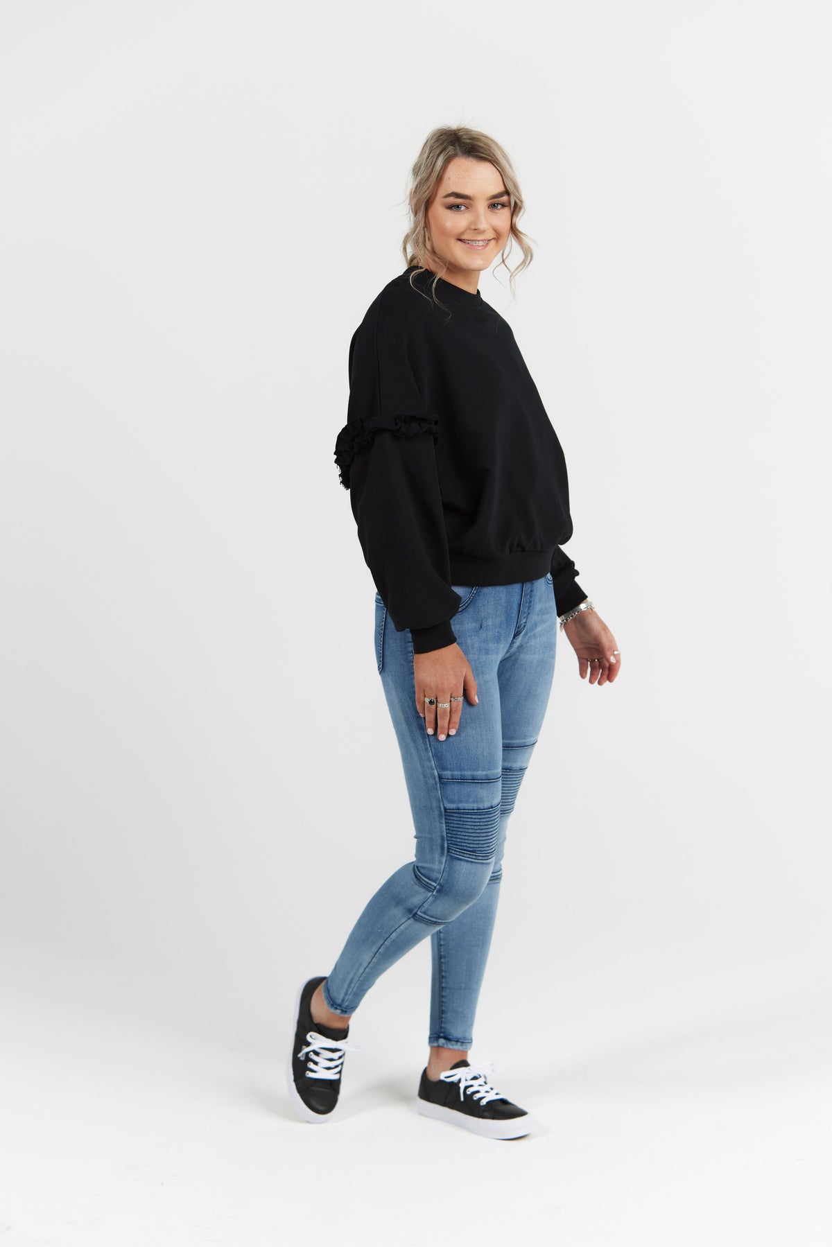 Eloise Ruffle Sweater Black