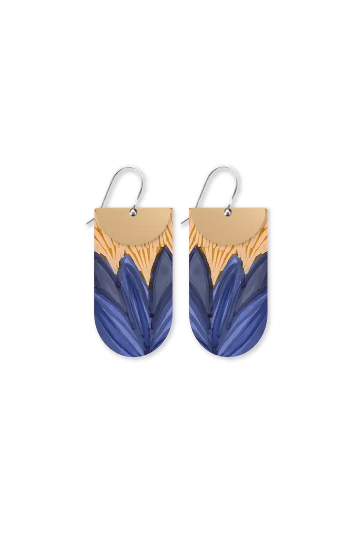 Kirsten Katz Botantic Blues Layered Tab Drop Earrings