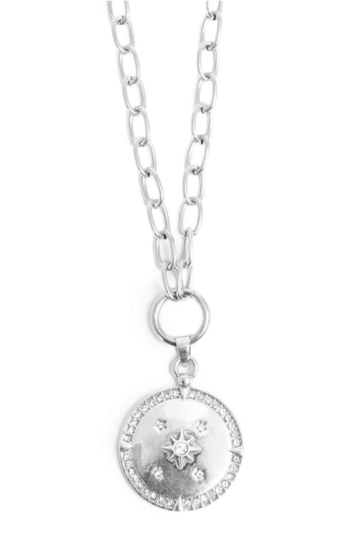 Short Chain With Large Pendant Astro Silver