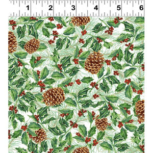 Pine Cones White Fabric