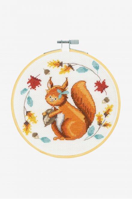 Folk Squirrel Cross Stitch Kit