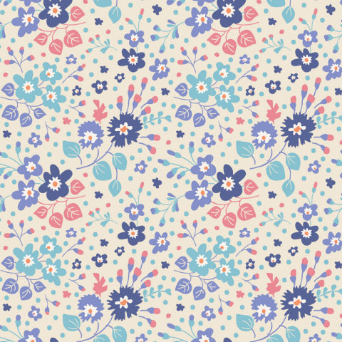 Plumgarden Flower Confetti Blue Fabric
