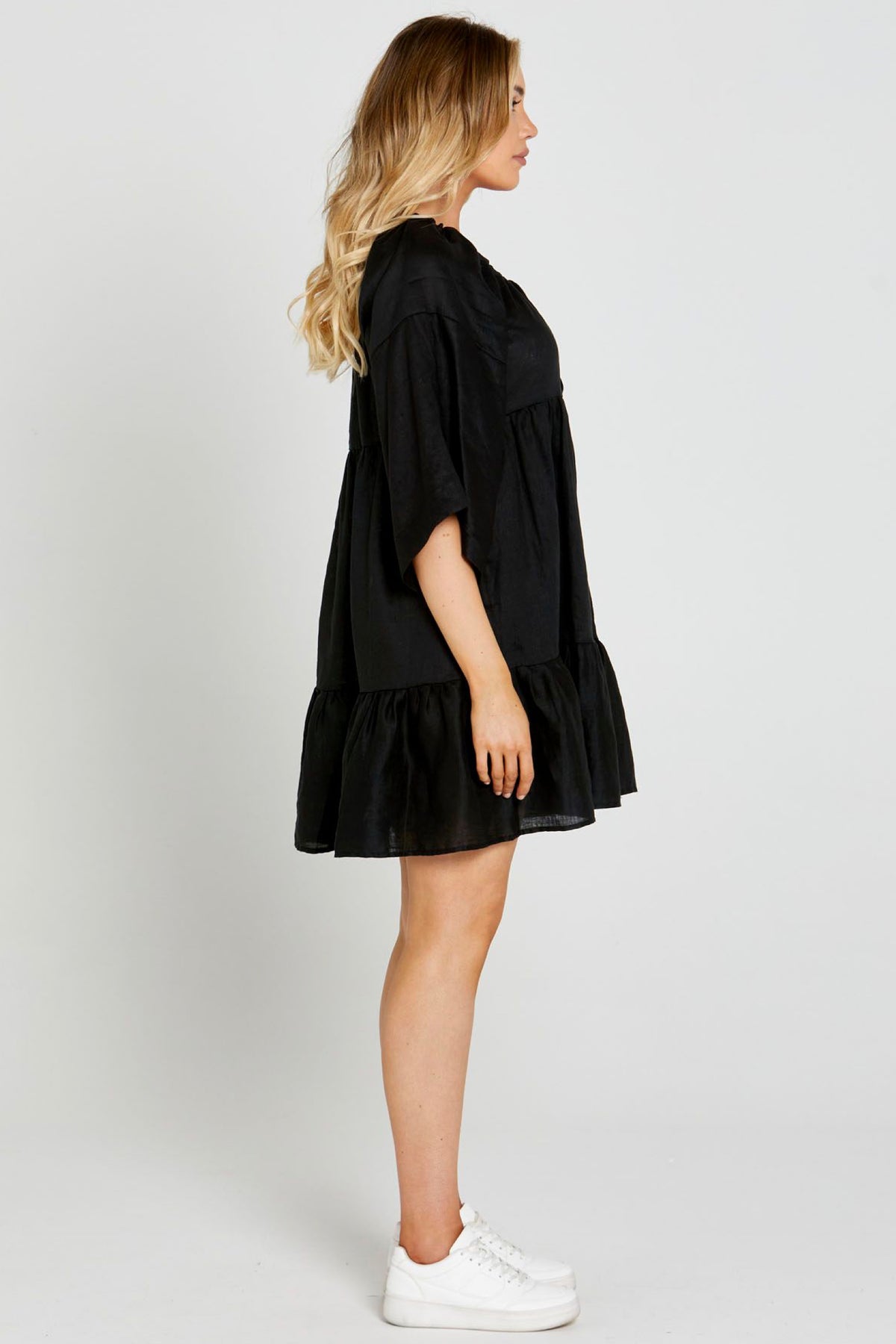 Cassie Kaftan Mini Dress Black