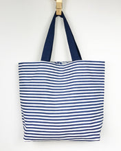 Load image into Gallery viewer, Striped Navy Tote Bag