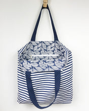 Load image into Gallery viewer, Striped Navy Tote Bag