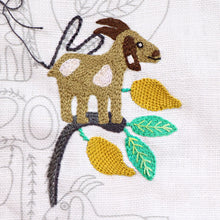 Load image into Gallery viewer, Grazing The Argan Belgian Linen Embrodiery Panel