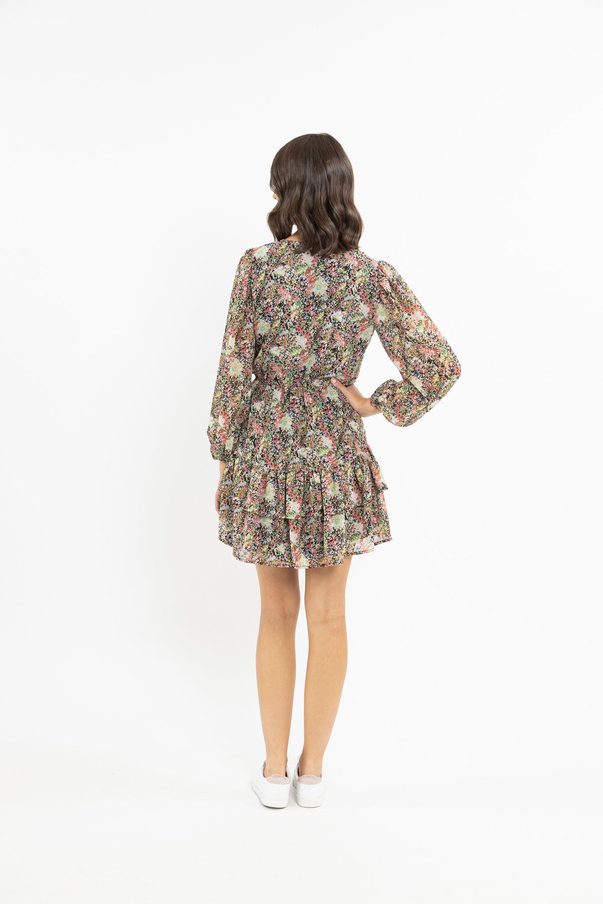 Viola Long Sleeve Ruffle Dress Multi Floral